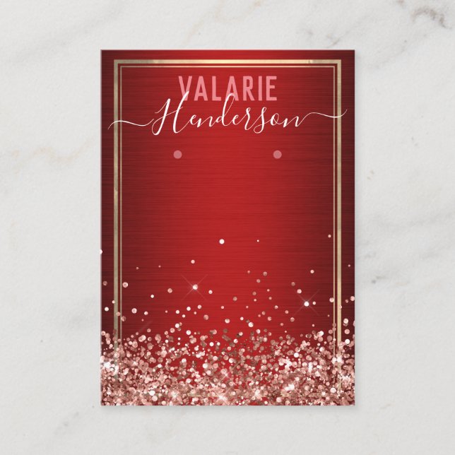 Elegant Glitter Brushed Metal and Earring Holder Business Card (Front)