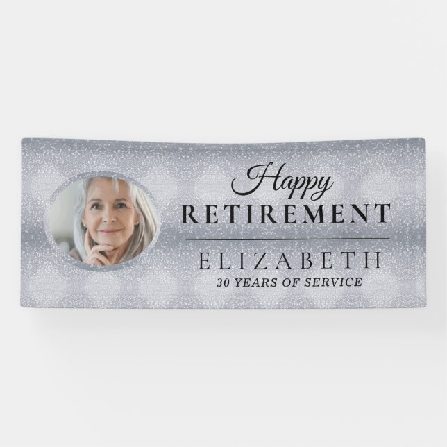 Elegant Glitter Custom Photo Retirement Party Bann Banner (Horizontal)