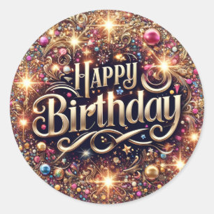 Elegant Glitter design Birthday sticker