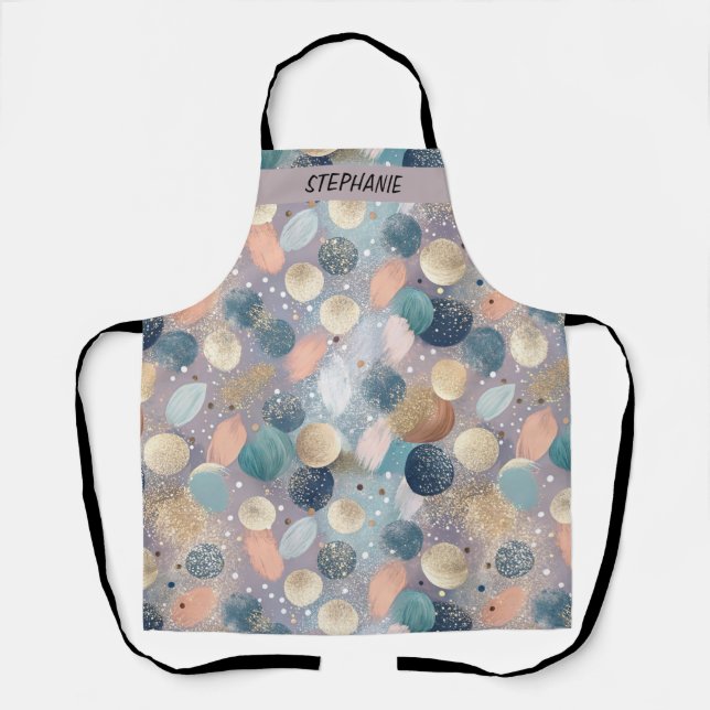 Elegant Glitter Dot & Brushstroke Abstract Apron (Front)