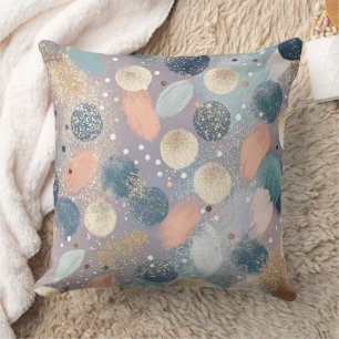 Elegant Glitter Dot & Brushstroke Abstract Cushion