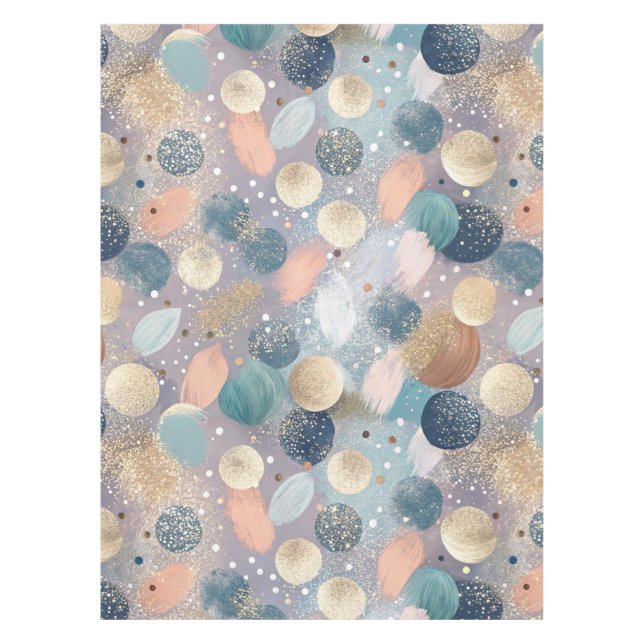 Elegant Glitter Dot & Brushstroke Abstract Tablecloth (Front)