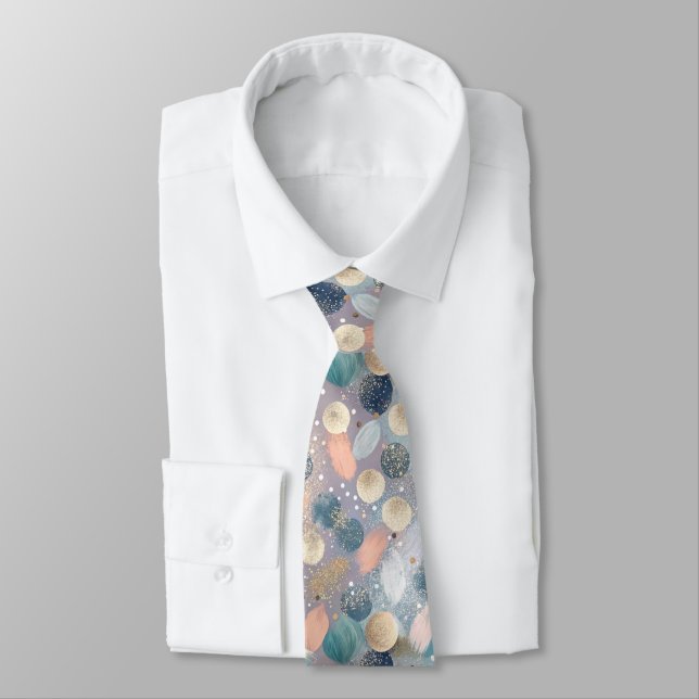 Elegant Glitter Dot & Brushstroke Abstract Tie (Tied)
