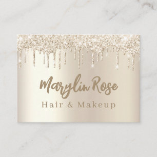 ELEGANT GLITTER DRIP CHIC CUSTOMIZABLE CHAMPAGNE BUSINESS CARD