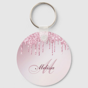 elegant glitter drip trendy girly personalised key ring
