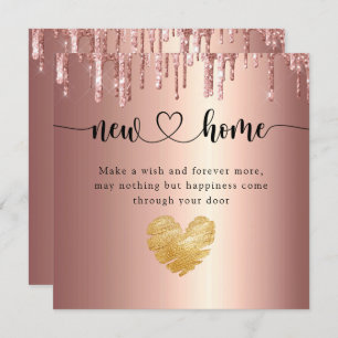 Elegant Glitter Drips New Home Housewarming Card