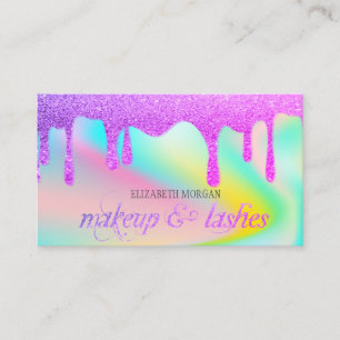 Elegant Glitter Drips Professional Holographic Business Card
