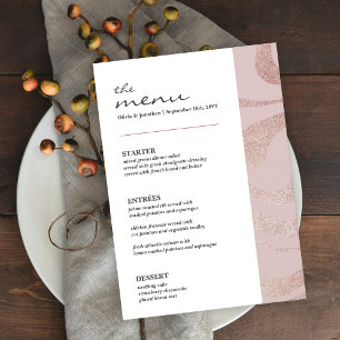 Elegant Glitter Dusty Pink Wedding Table Menu Card