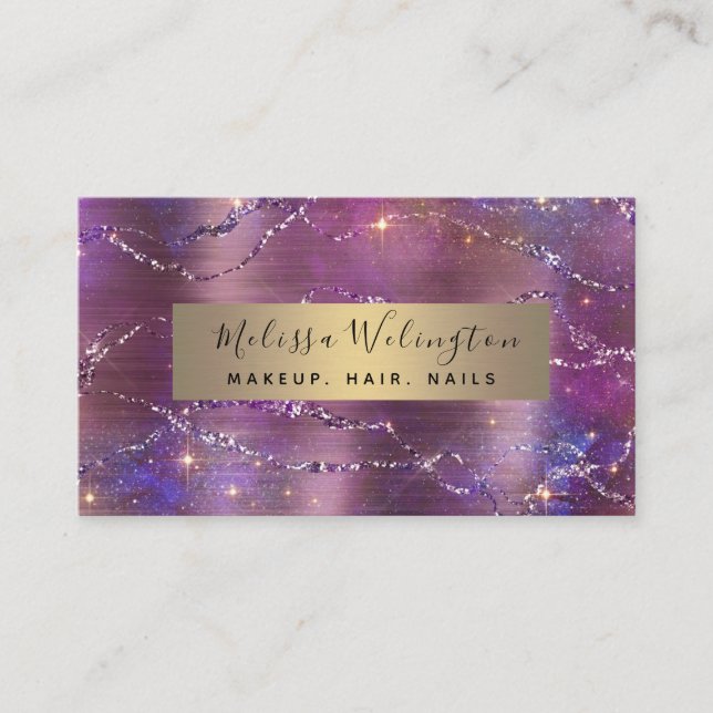 Elegant Glitter Faux Foil Lavender Girly Business Card (Front)