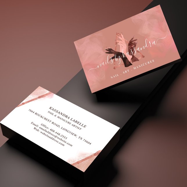 Elegant Glitter Glam Nail Art Hands Manicure Salon Business Card (Creator Uploaded)