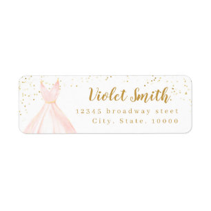 Elegant glitter gold & blush dress return address return address label