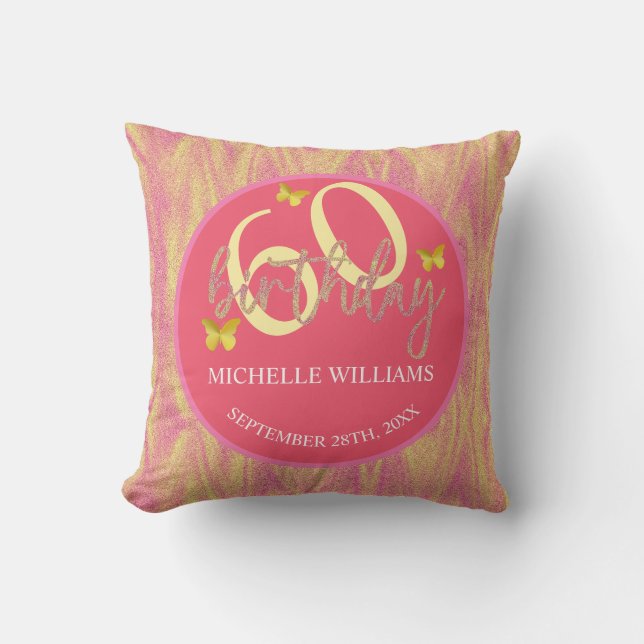 Elegant Glitter Gold Butterfly Calligraphy  Cushion (Front)