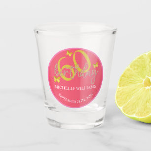 Elegant Glitter Gold Butterfly Calligraphy  Shot Glass