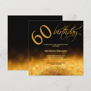 Elegant Glitter Gold Calligraphy Birthday