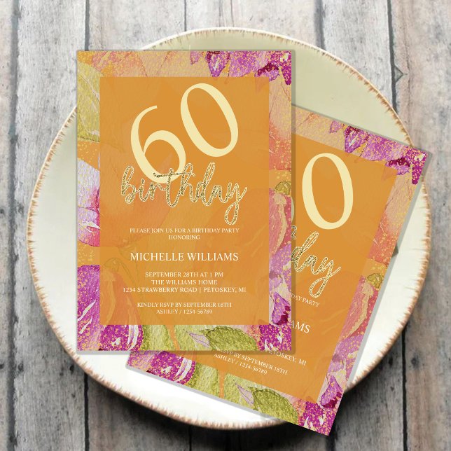 Elegant Glitter Gold Calligraphy Birthday Invitation (Creator Uploaded)