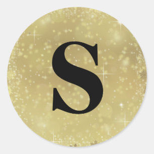 Elegant Glitter Gold Monogram Envelope Seal