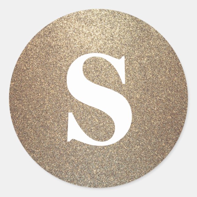 Elegant Glitter Gold Monogram Envelope Seal (Front)