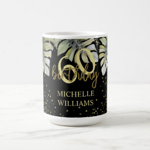 Elegant Glitter Gold Palm Calligraphy Birthday Coffee Mug