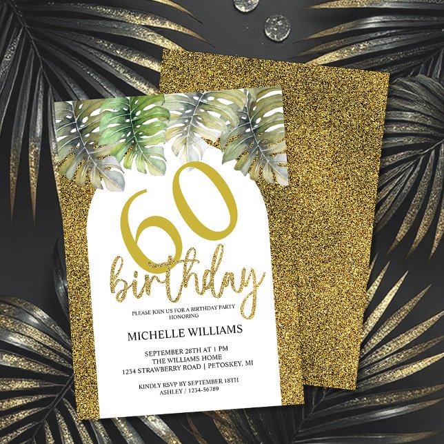 Elegant Glitter Gold Palm Calligraphy  Invitation (Creator Uploaded)