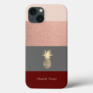 Elegant,Glitter Gold Pineapple,Stripe iPhone 13 Case