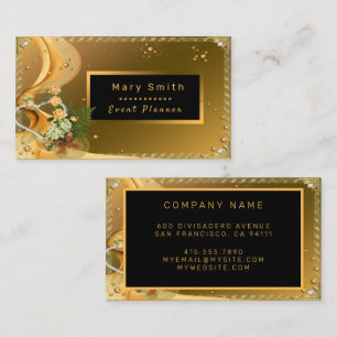 Elegant Glitter Gold Rose Add Your Text Business Card