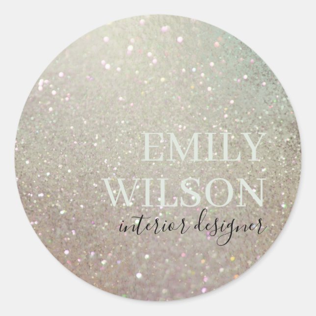 Elegant Glitter Green Pink Aqua Shiny Shimmer Classic Round Sticker (Front)