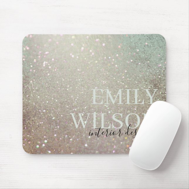 Elegant Glitter Green Pink Aqua Shiny Shimmer Mouse Pad (With Mouse)