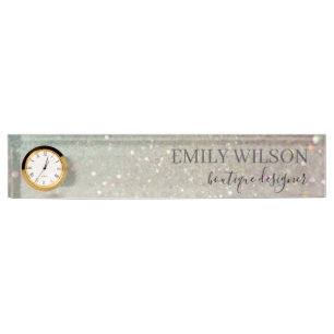 Elegant Glitter Green Pink Aqua Shiny Shimmer Nameplate