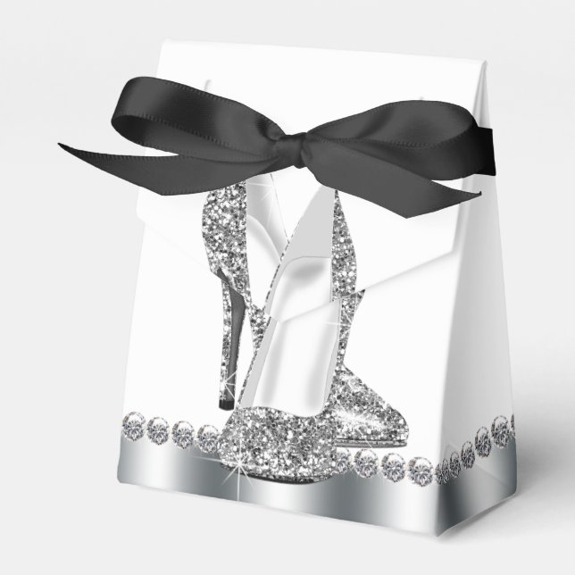 Elegant Glitter High Heel Shoe Favour Box (Front Side)