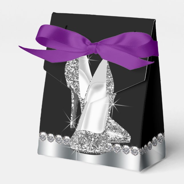 Elegant Glitter High Heel Shoe Favour Box (Front Side)