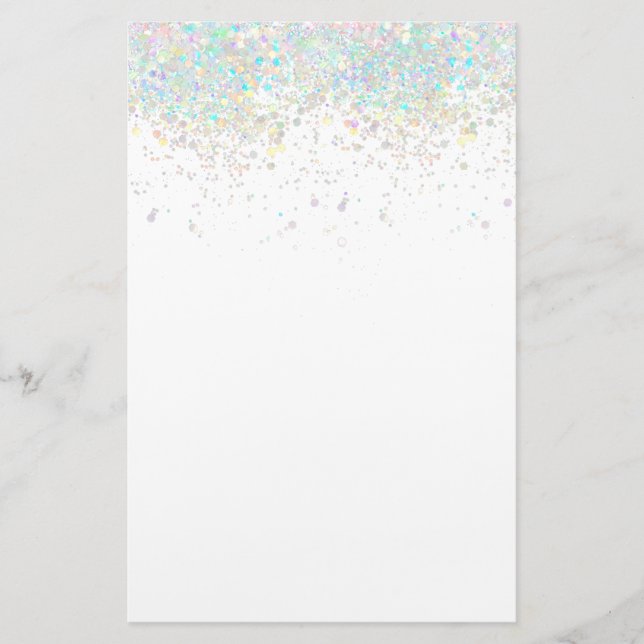 Elegant glitter iridescent stationery 5.5" x 8.5" (Front)