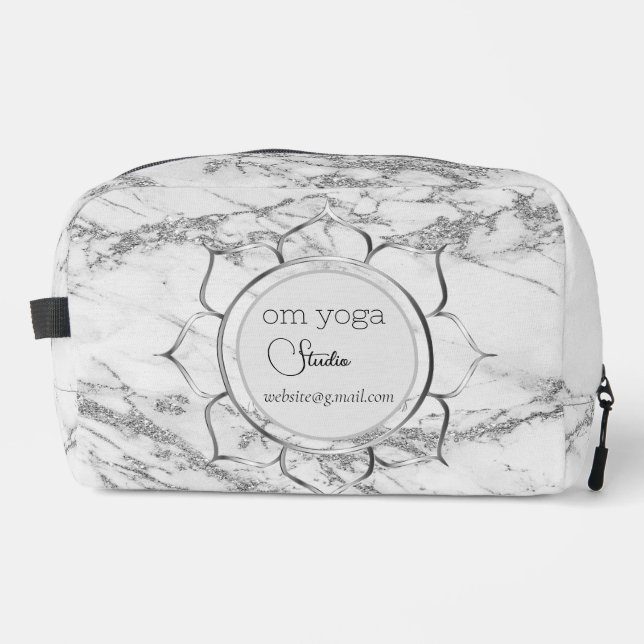 Elegant Glitter Marble Lotus Mandala Branding Dopp Kit (Front)