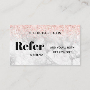 Elegant Glitter Marble Salon Spa  Referral  Busine Business Card