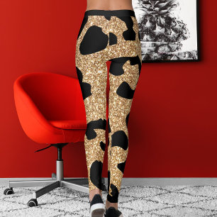 Elegant Glitter Modern Sparkle Pattern Black Spot Leggings