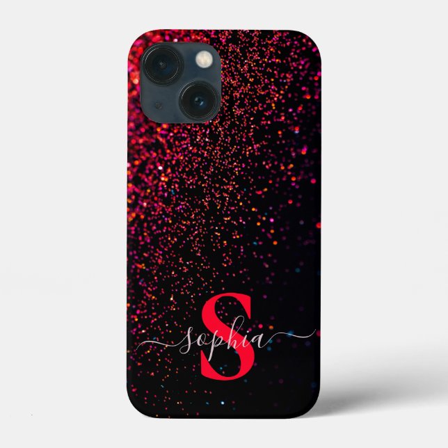 Elegant Glitter monogrammed Name Case-Mate iPhone Case (Back)