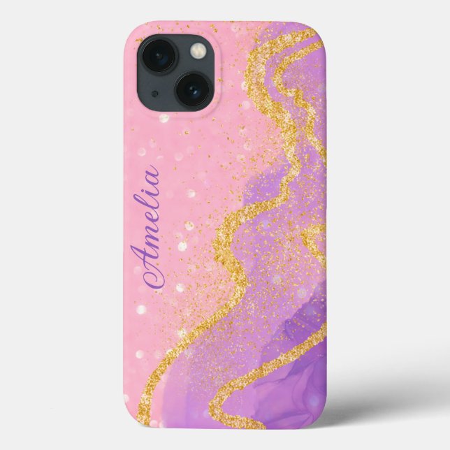 Elegant Glitter monogrammed Name Case-Mate iPhone Case (Back)