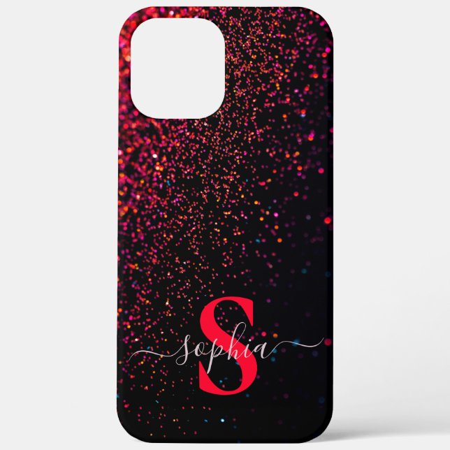 Elegant Glitter monogrammed Name Case-Mate iPhone Case (Back)