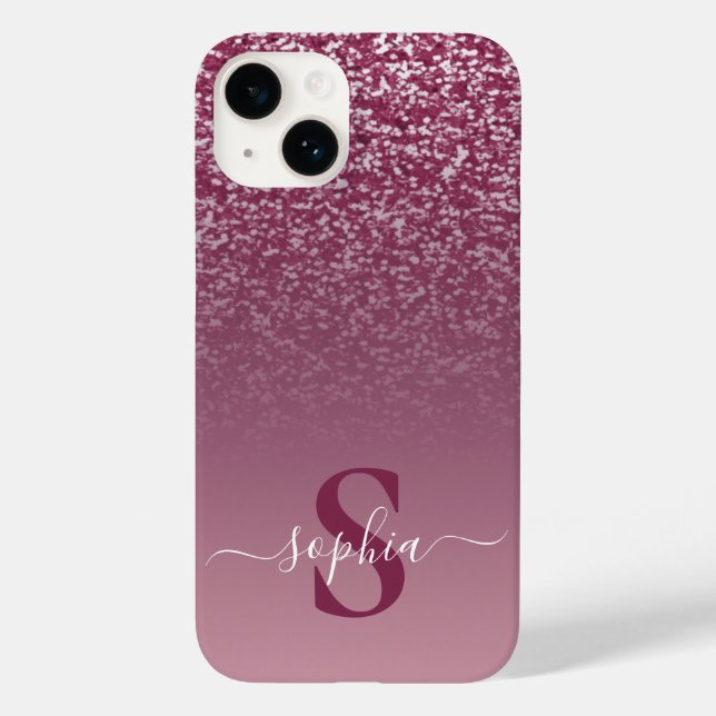 Elegant Glitter monogrammed Name Case-Mate iPhone Case (Back)