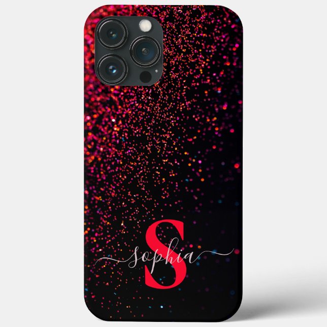 Elegant Glitter monogrammed Name Case-Mate iPhone Case (Back)