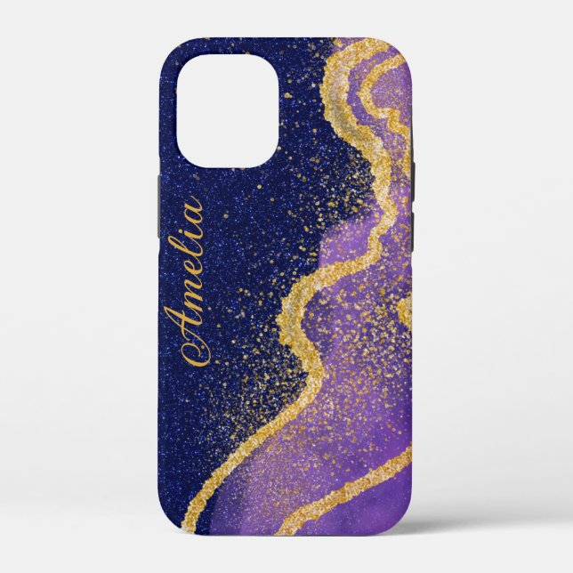 Elegant Glitter monogrammed Name Case-Mate iPhone Case (Back)