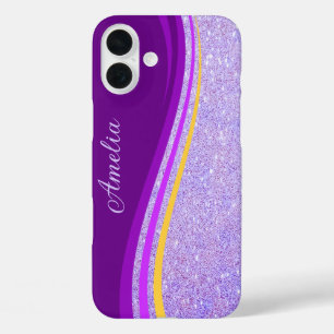 Elegant Glitter monogrammed Name iPhone 16 Plus Case