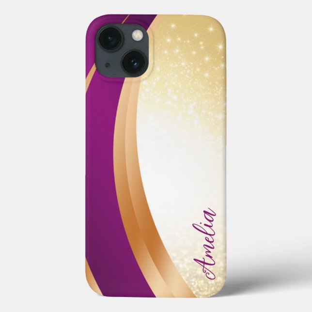 Elegant Glitter monogrammed Name Case-Mate iPhone Case (Back)
