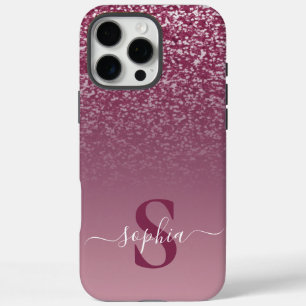 Elegant Glitter monogrammed Name iPhone 16 Pro Max Case