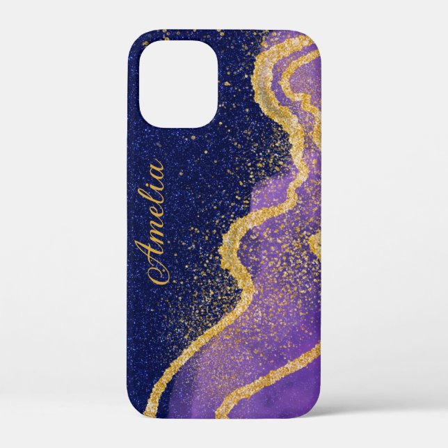 Elegant Glitter monogrammed Name Case-Mate iPhone Case (Back)
