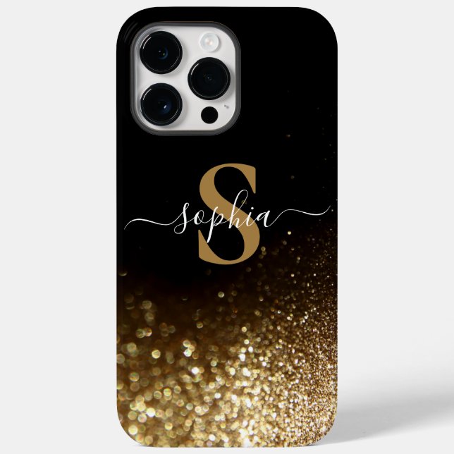 Elegant Glitter monogrammed Name Case-Mate iPhone Case (Back)