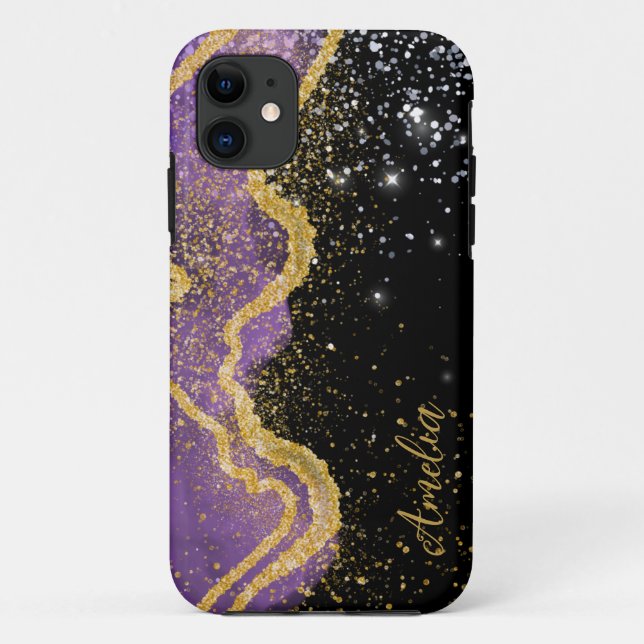 Elegant Glitter monogrammed Name Case-Mate iPhone Case (Back)