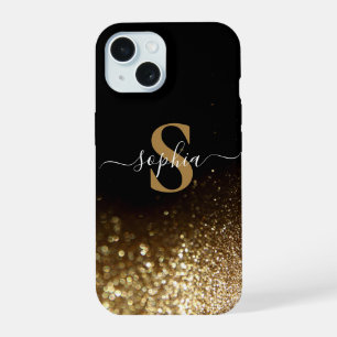Elegant Glitter monogrammed Name iPhone 15 Case