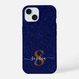 Elegant Glitter monogrammed Name iPhone 15 Case