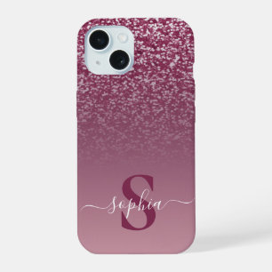 Elegant Glitter monogrammed Name iPhone 15 Case
