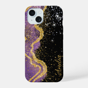 Elegant Glitter monogrammed Name iPhone 15 Case